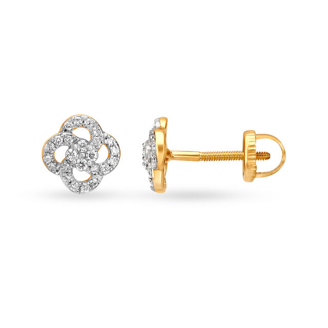 Scintillating 18 Karat Yellow Gold And Diamond Arc Studs 2
