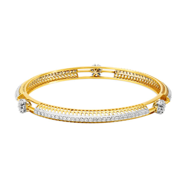 Carved Floral Motif Diamond Bangle,,hi-res 