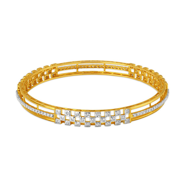 Stunning Alternate Link Pattern Square Diamond Bangle,,hi-res 