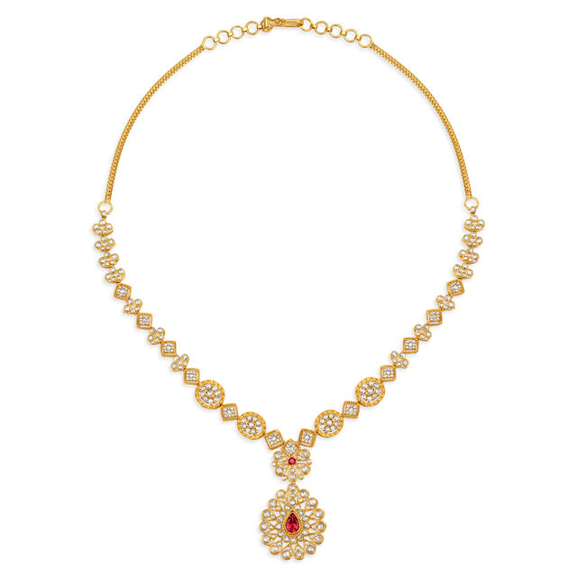 Beguiling Geometric Tourmaline Studded Gold Necklace Set,,hi-res 2