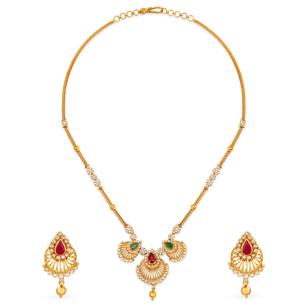 Tanishq ruby and emerald necklace top