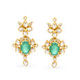 Aesthetic Onyx Studded Subtle Floral Design Gold Necklace Set,,hi-res 3
