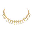 Fanciable Floral Design Pearl Studded Gold Necklace Set 2