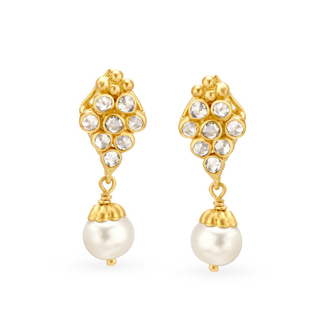 Fanciable Floral Design Pearl Studded Gold Necklace Set 3