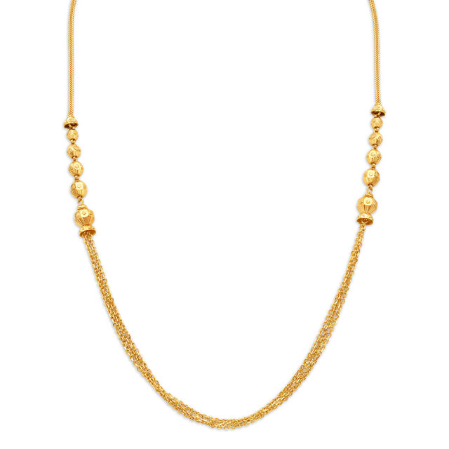 Captivating Yellow Gold Triple String Ball Chain 