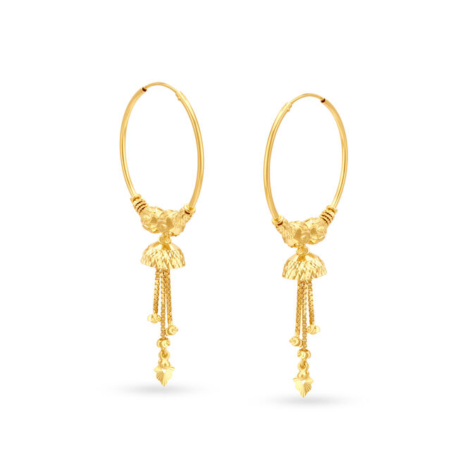 Sophisticated 18 Karat Yellow Gold Hoop Earrings,,hi-res 
