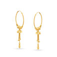 Charming 18 Karat Yellow Gold Textured Round Hoop Earrings,,hi-res 