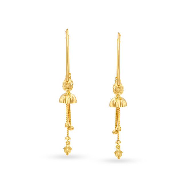 Charming 18 Karat Yellow Gold Textured Round Hoop Earrings,,hi-res 3
