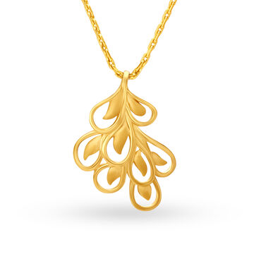 Lambent Yellow Gold Feather Pendant