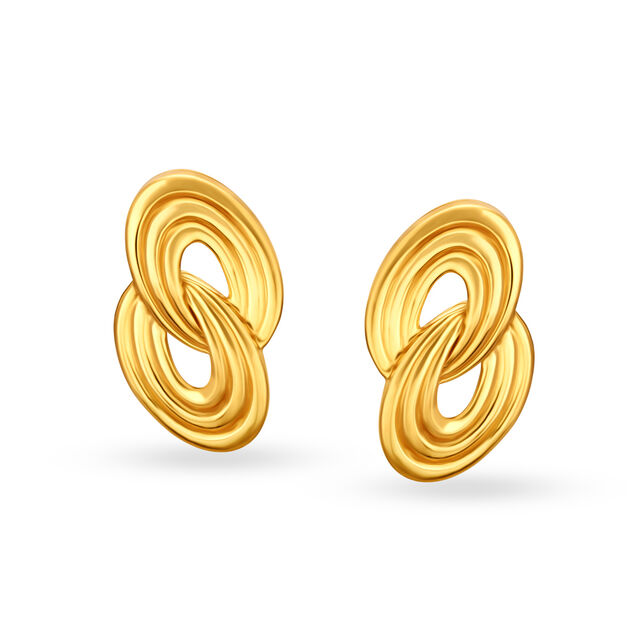 Suave Yellow Gold Oval Interlocked Stud Earrings,,hi-res 