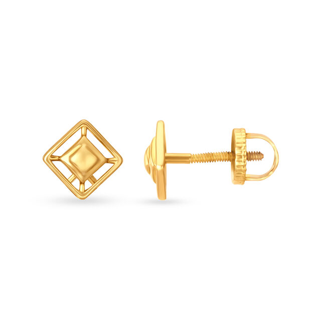 Contemporary Yellow Gold Rhombus Stud Earrings 4