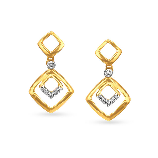 Geometric Elegant Diamond Pendant and Earrings Set 2