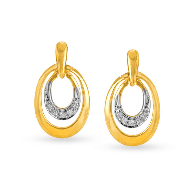Tanishq Contemporary Diamond Drop Party Wear Earrings in 18K Yellow Gold for Women 