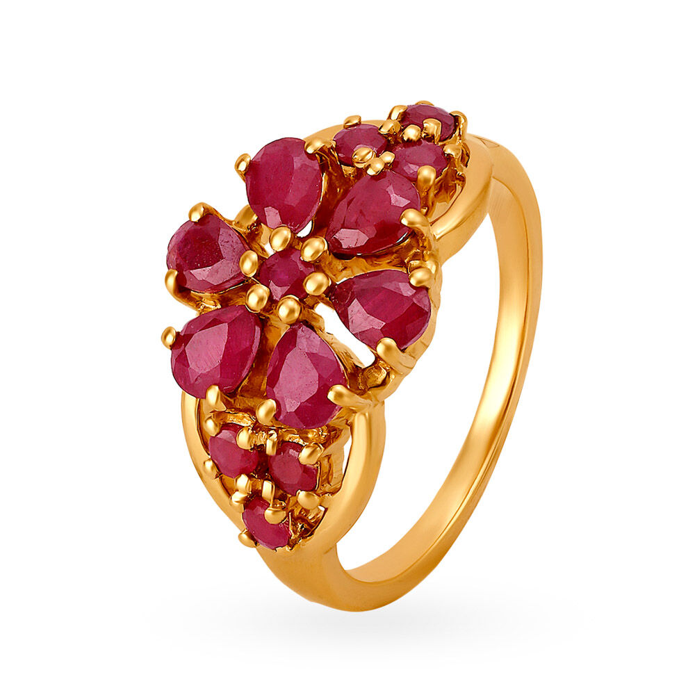 Ruby flower ring gold sale