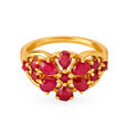 Charming 18 Karat Gold And Ruby Flower Ring,,hi-res 2