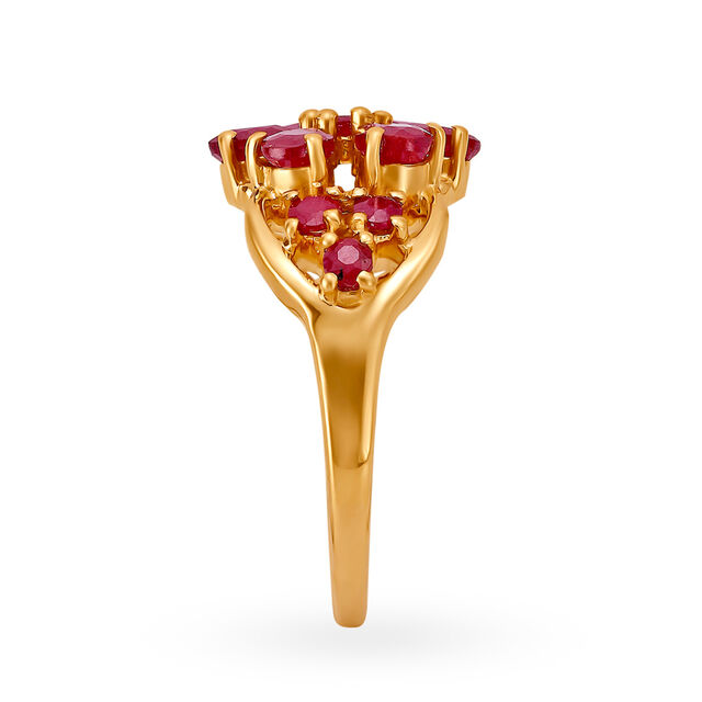 Charming 18 Karat Gold And Ruby Flower Ring,,hi-res 3