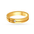 Minimalistic Line Pattern Single Stone Diamond Ring for Men 2