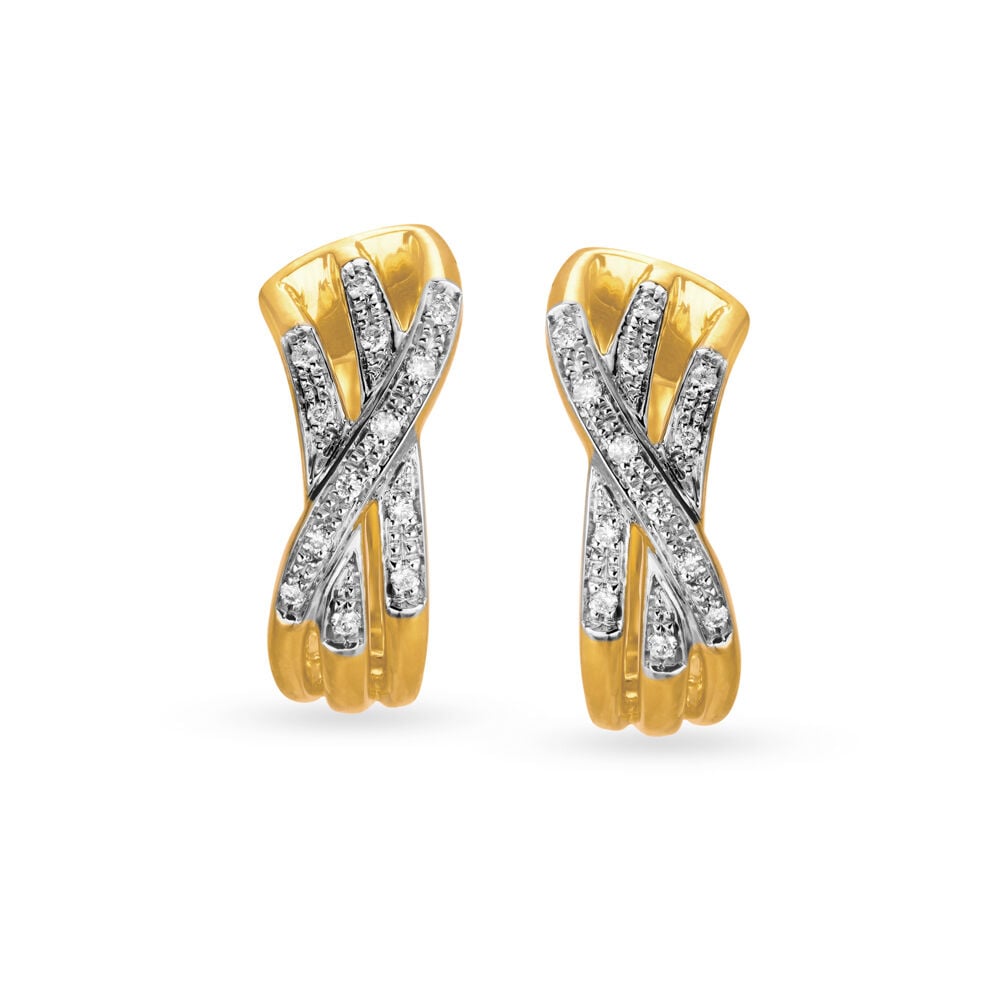 Buy 18 Karat Yellow Gold Diamond Hoop Earrings at Best Price | Tanishq US
