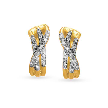 18 Karat Yellow Gold Diamond Hoop Earrings
