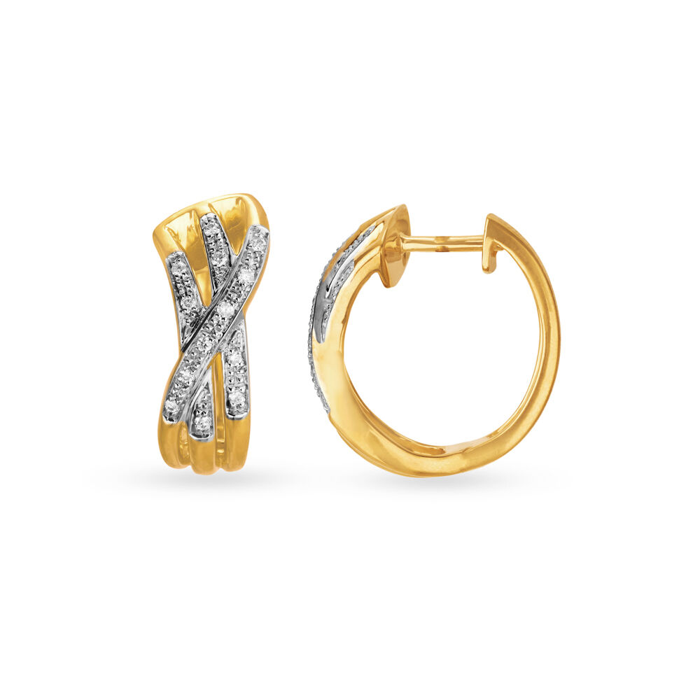 Buy 18 Karat Yellow Gold Diamond Hoop Earrings at Best Price | Tanishq US