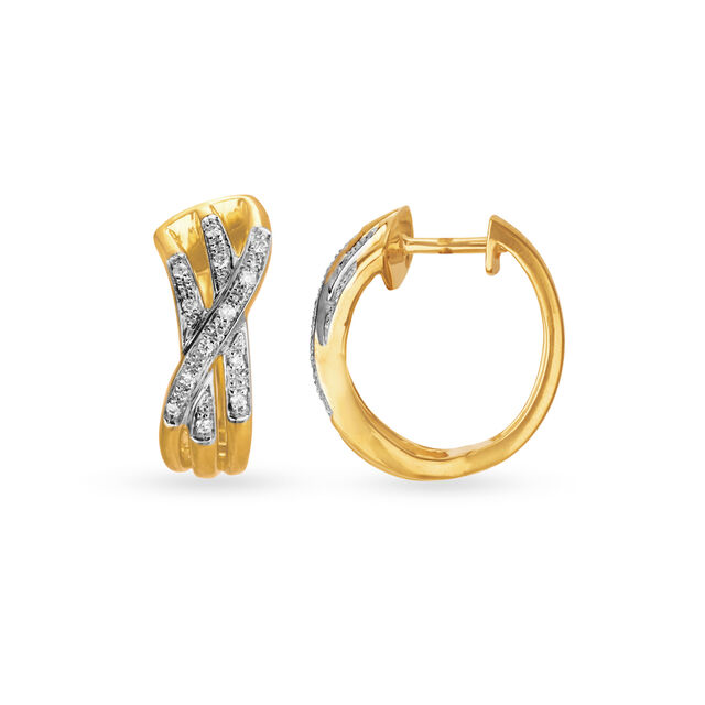 18 Karat Yellow Gold Diamond Hoop Earrings,,hi-res 2