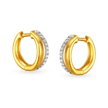 Flaunt your look with these Classy Stunning Contemporary Diamond Hoop Earrings Crafted in 18 Karat G