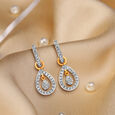 Dainty Teardrop Diamond Hoop Bali Earrings,,hi-res 