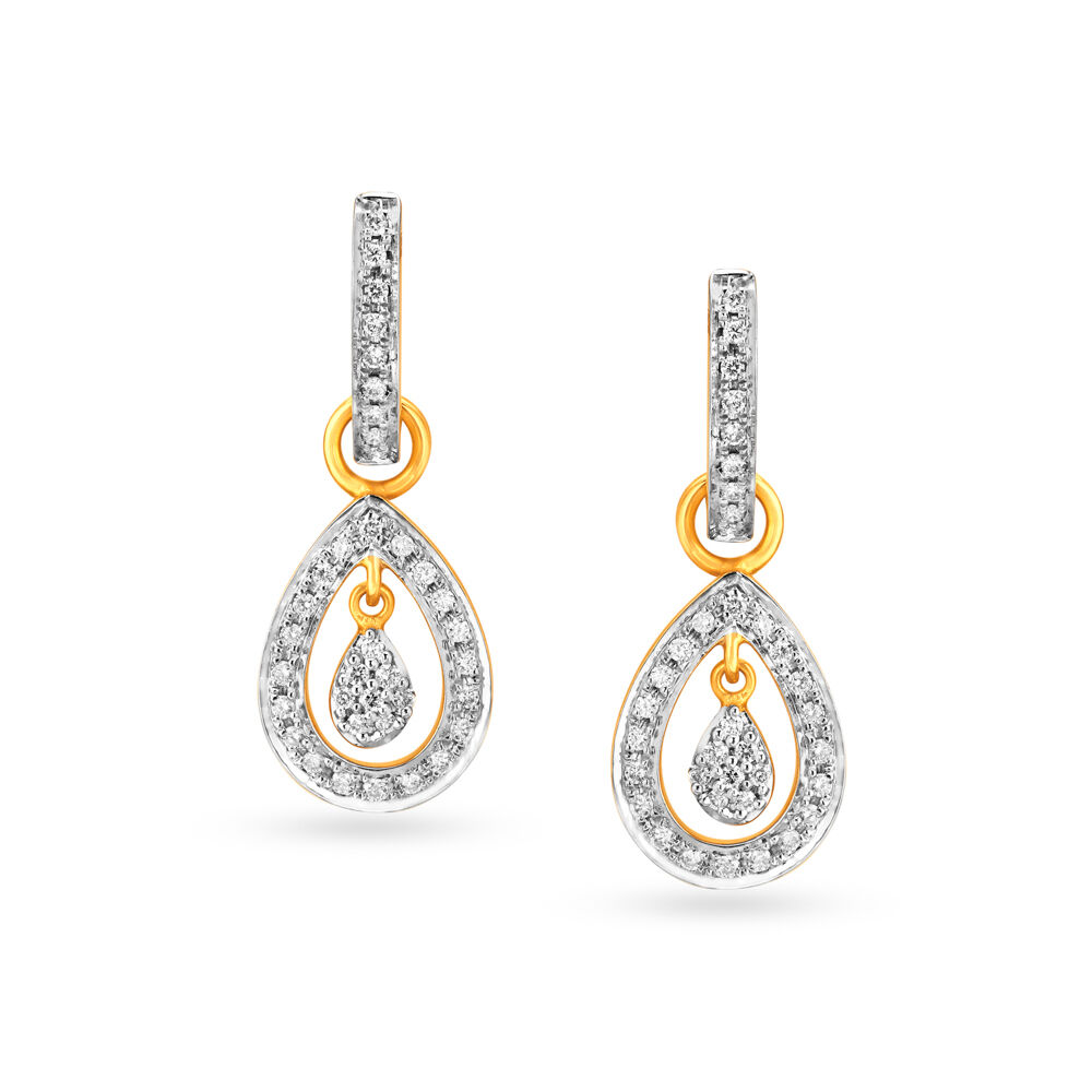 Buy Dainty Teardrop Diamond Hoop Bali Earrings at Best Price Tanishq US