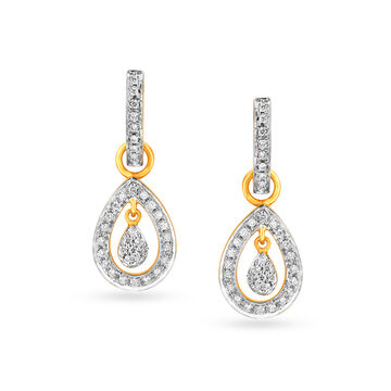 Dainty Teardrop Diamond Hoop Bali Earrings