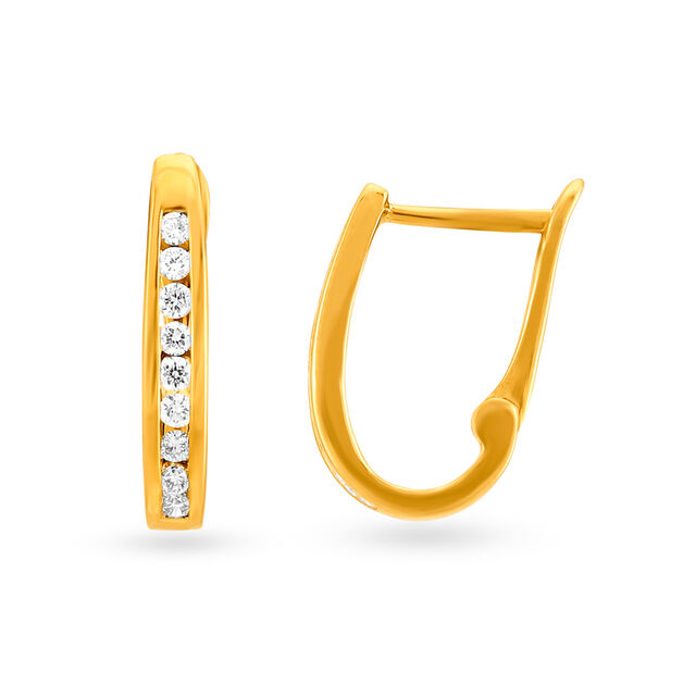 Delicate 18 Karat Yellow Gold And Diamond Earrings 2