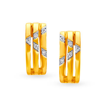Band Pattern Diamond Hoop Earrings