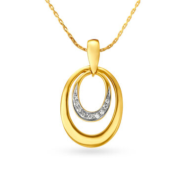 Double Oval Gold and Diamond Pendant
