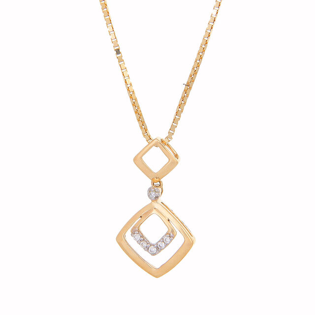 Sophisticated 18 Karat Yellow Gold And Diamond Rhombus Pendant,,hi-res 