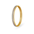 Scintillating Yellow Gold And Diamond Studded Bangle,,hi-res 3