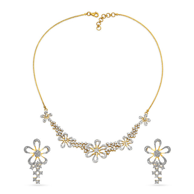 Imposing Contemporary Floral Diamond Necklace Set 