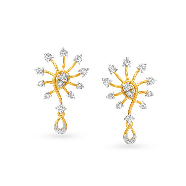 Spectacular Fancy Diamond Drop Earrings in Yellow and White Gold 