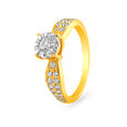 Glittering 18 Karat Gold And Diamond Finger Ring 