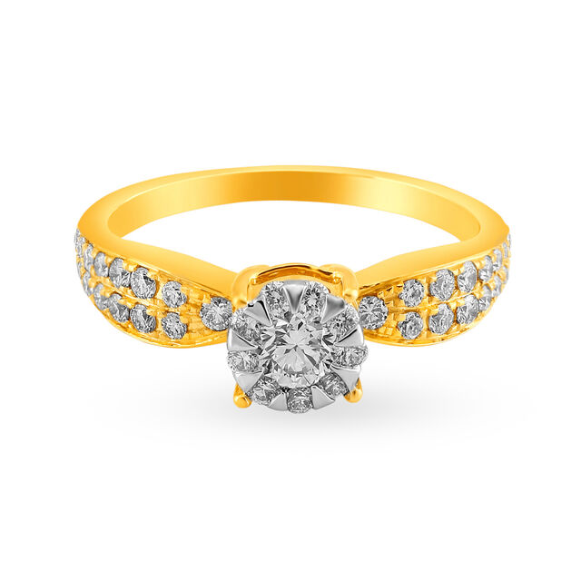 Glittering 18 Karat Gold And Diamond Finger Ring 2