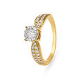 Luminous 18 Karat Yellow Gold And Diamond Finger Ring 