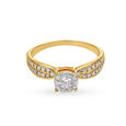 Luminous 18 Karat Yellow Gold And Diamond Finger Ring 2