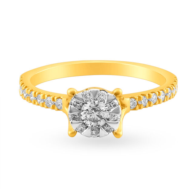 Ethereal Glossy Gold and Diamond Finger Ring,,hi-res 2