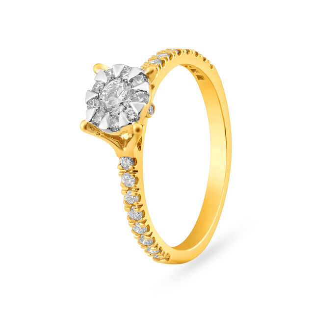 Coruscating 18 Karat Yellow Gold And Diamond Finger Ring,,hi-res 