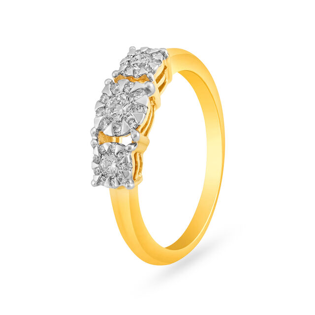Classic 18 Karat Yellow Gold And Diamond Cluster Ring 