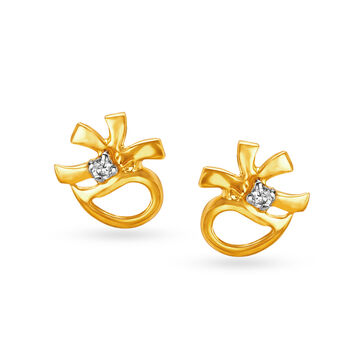 Charming Floral Diamond Stud Earrings