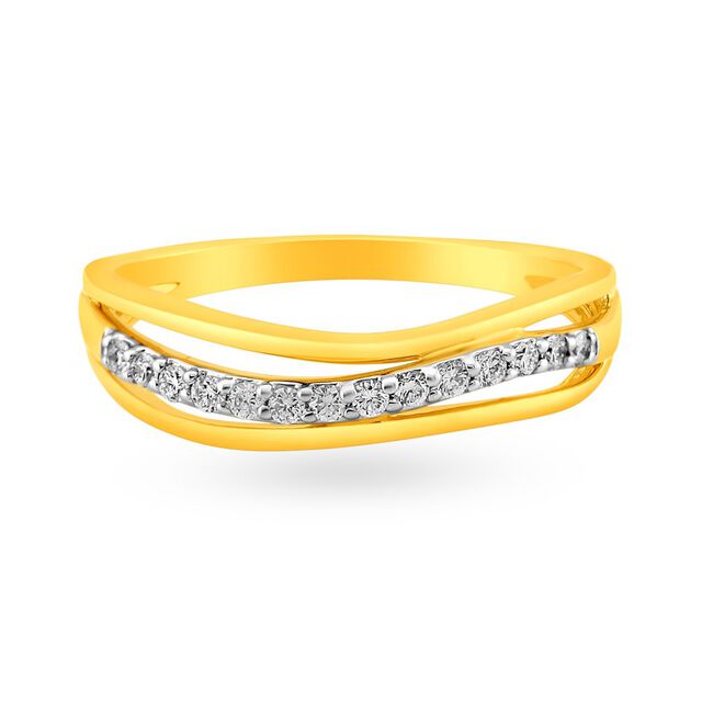 Gleaming Asymmetric Eternity Diamond Ring in Yellow and Rose Gold 2