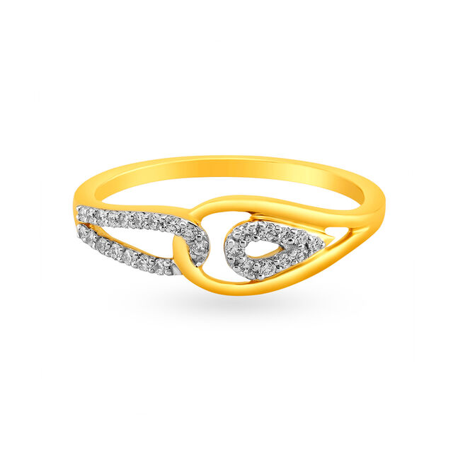 Shimmering 18 Karat Yellow Gold And Diamond Looped Finger Ring,,hi-res 2