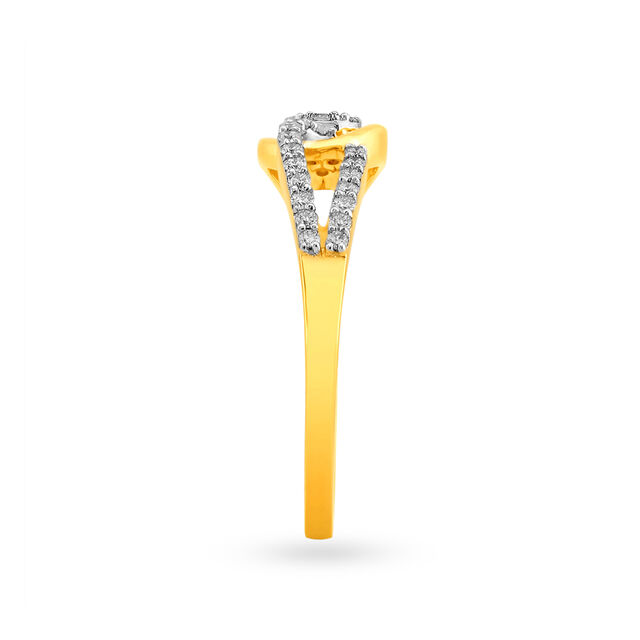 Shimmering 18 Karat Yellow Gold And Diamond Looped Finger Ring,,hi-res 3