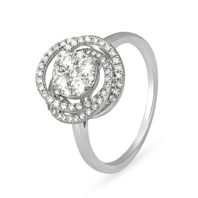 Transcendent 18 Karat White Gold And Diamond Finger Ring 2