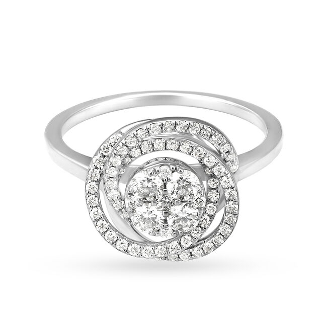 Transcendent 18 Karat White Gold And Diamond Finger Ring 3