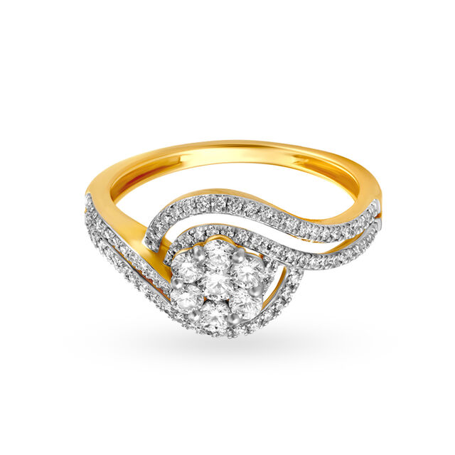 Sparkling 18 Karat Yellow Gold And Diamond Finger Ring 2